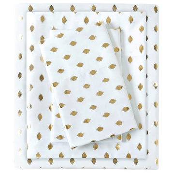 Intelligent Design Metallic Dot Printed Sheet Set, White/Gold