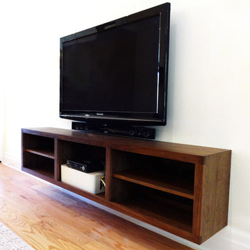 Walnut entrance cabinet and floating t.v. console