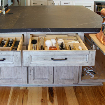 White and Gray Kitchen with Massive Storage Solutions