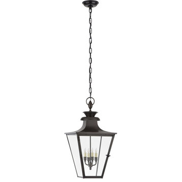 Albermarle Hanging Outdoor Lantern 4-Light Blackened Copper Clear Glass 14.25"W