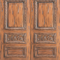 Tuscany Style Carved Prehung Double Door, Solid Mahogany - Front Doors