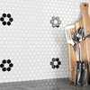 Metro 1" Hex Glossy White w/Single Flower Porcelain Floor and Wall Tile
