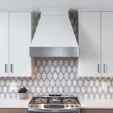 Contemporary Kitchen with Contrasting Bamboo and White Cabinets in Baltimore, MD