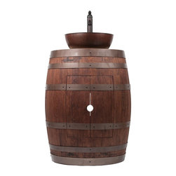 Premier - Wine Barrel Vanity Package with 15" Round Vessel Sink and Vessel Filler Fauce... - Bathroom Vanities And Sink Consoles