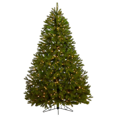 6' Cambridge Spruce Flat Back Artificial Christmas Tree with 350 Warm White