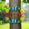 23.75"L Whimsical Metal Sunflower and Butterfly Welcome Wall Decor