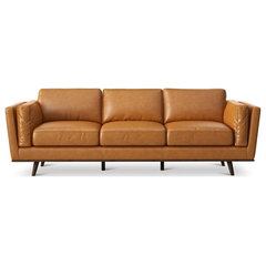 Woodrow Lush 87 Leather Sofa, Walnut/White Aniline - Kardiel