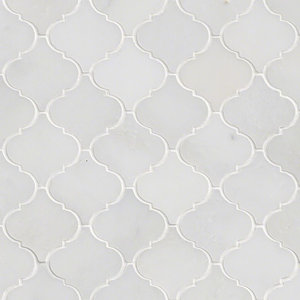 Polished Oriental White Marble Lantern Arabesque Mosaic Tile Eastern White