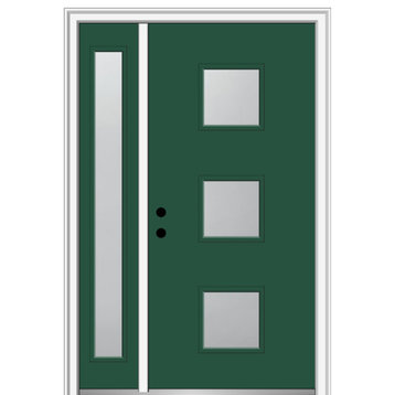 51"x81.75" 3-Lite Square Frosted RH Inswing Fiberglass Door With Sidelite