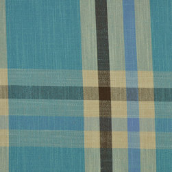 Paroo Cotton Blend Large Plaid Curtains & Drapes Upholstery Fabric in Capri Colo - Upholstery Fabric