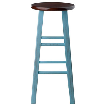 Winsome Wood Ivy 29" Bar Stool Walnut/Blue Collection, Pack of 2