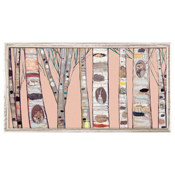 "Birch Trees" Mini Framed Canvas by Eli Halpin, Coral