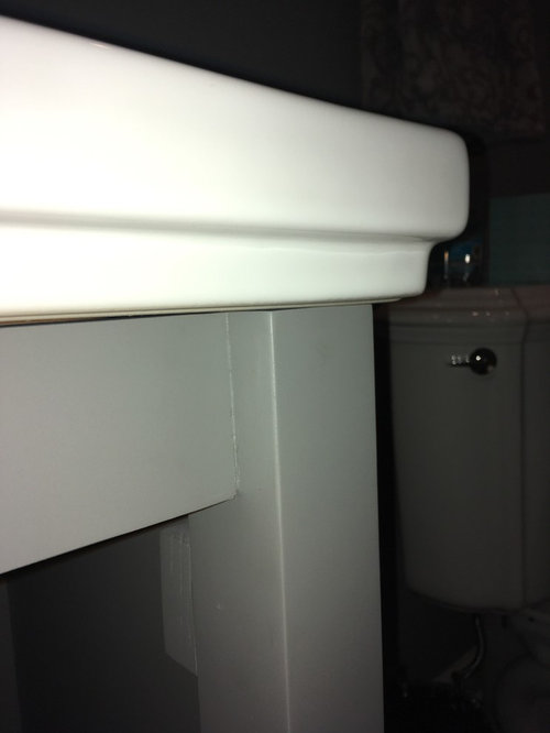 Gap between vanity top and base