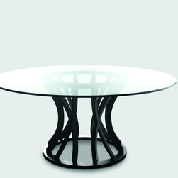 Yumanmod - Doylan Circular Table, Crystal Top and Oakwood Base - Dining Tables