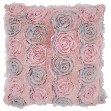 Poly Filled Throw Pillow With Rose Wedding Cake Design, 17"x17", Rose
