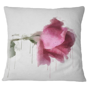 Beautiful Rose Watercolor Drawing Floral Throw Pillow, 18"x18"