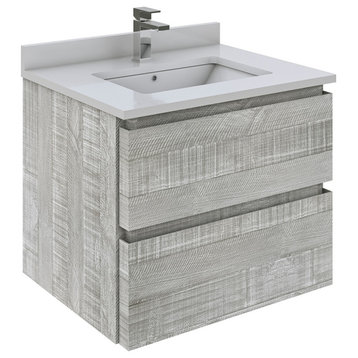 Fresca Formosa Wall Hung Modern Bathroom Cabinet, Sage Gray, 24", Top & Sink