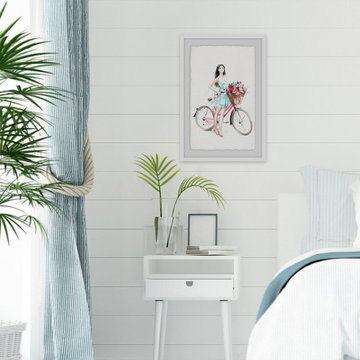 "Bicycle Girl" Framed Painting Print