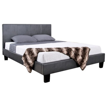 Furniture of America Ramone Faux Leather King Platform Bed in Gray