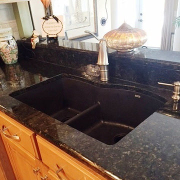 New granite countertops with Blanco Silgranit sinks