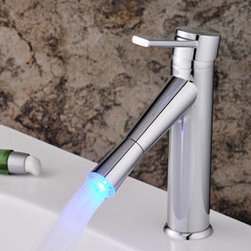 Contemporary Color Changing LED Bathroom Sink Faucet - T1896F - Bathroom Sink Faucets