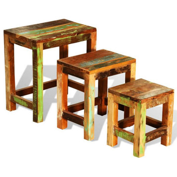 Vidaxl Nesting Table Set 3 Pieces Vintage Reclaimed Wood, 241093
