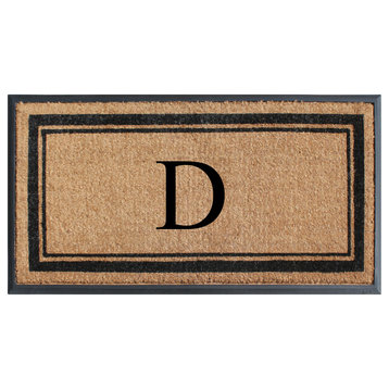 A1HC Picture Frame Natural Rubber and Coir Large Monogrammed Doormat 24"x48", D