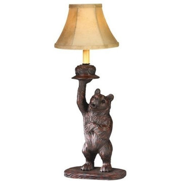 Sculpture Table Lamp Honey Pot Bear Rustic Hand Painted OK Casting