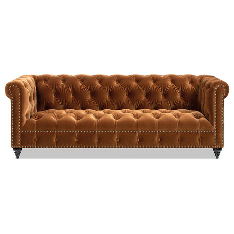 Alto 88" Tufted Chesterfield Sofa, Burnt Orange Performance Velvet