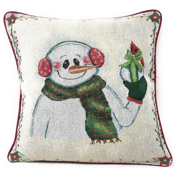 Magical Snowman Throw Pillow Cover Tapestry Cushion Cases 18 x 18, 1 Pc