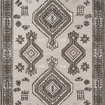 Momeni - Momeni Tahoe TA-03 Gray 3'6"x5'6" Rug - Momeni Tahoe TA-03 gray  3'6" X 5'6"Southwestern motifs get a modern edge in the graphic design elements of this decorative area rug.  each floorcovering features a geometric repeat inspired by iconic tribal prints. Diamonds, crosses, medallions and stars form repeating stripes and intricate linework while tassels at the top and bottom of the rug accentuate the exotic vibe of the with a fun, fringed border. Exceptional in style and composition, each rug is hand hooked from natural wool threads.
