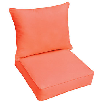 Sunbrella Canvas Melon Outdoor Deep Seating Pillow and Cushion Set, 23.5 in x 23