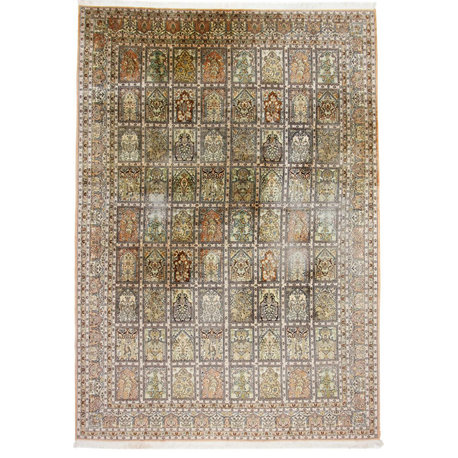 Oriental Rug Kashmir Silk Patina 12'10"x9'8" Hand Knotted Carpet