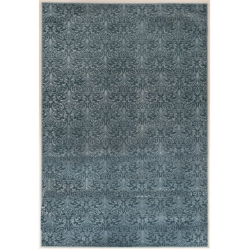 Linon Evolution Damask Power Loomed Polyester 8'x10'3" Rug in Blue