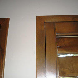 Custom Frame and Custom Color Knotty Alder Shutters - Interior Shutters