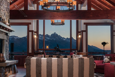 Example of an arts and crafts living room design in Other