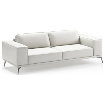 Dalia Contemporary Italian White Leather Sofa