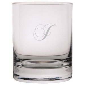 Letter W Chopin Script Etched Monogram Glencairn Crystal Whisky Glass 