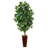 5' Ficus Artificial Tree, Bamboo Planter
