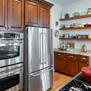 Traditional Cherry Kitchen with Floating Shelves in Lorton, VA
