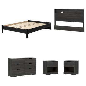 Home Square 5-Piece Set with Platform Bed & Headboard & 2 Night Stands & Dresser