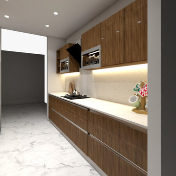 Wooden Parallel Modular Kitchen
