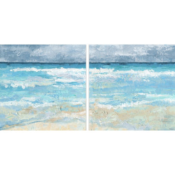 Playful Waves Diptych, 36"x18"