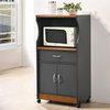 Hodedah Microwave Contemporary Wooden Kitchen Cart in Grey-Oak Finish