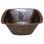 SimplyCopper - 15" Square Copper Kitchen Wet Bar Sink GRAPES Design - Welcome to Simply Copper