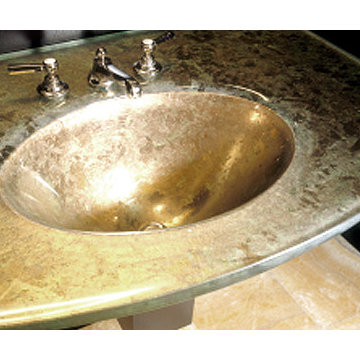 Glass Fabrication - Hand Slumped Gilded Glass Sink.