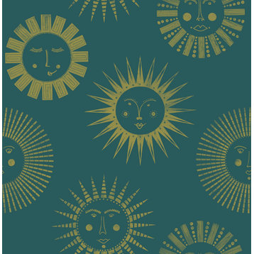 NUS4001 Konark Peel & Stick Wallpaper in Teal Metallic