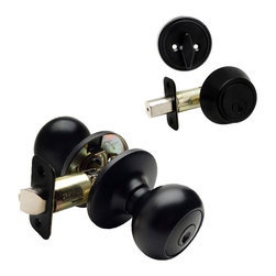 Designers Impressions - Bedford Design Matte Black Combo Pack, Entry/Deadbolt - Door Entry Sets