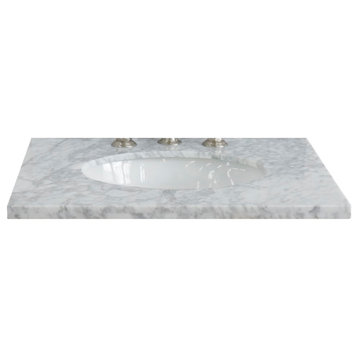 25" White Carrara Countertop and Single Oval Sink