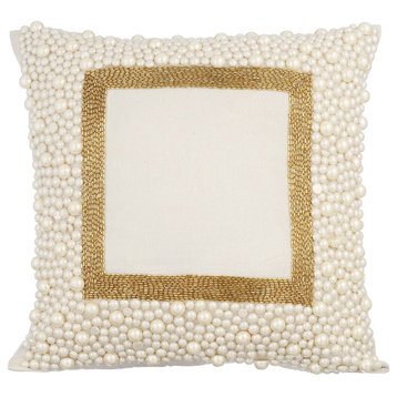 Ivory Throw Pillow Covers 16"x16" Silk, Essence Of Pearl